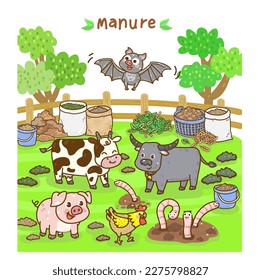 Manure for farming on Background.