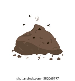 Manure And Flies Icon. Vector Illustration Flat Design.