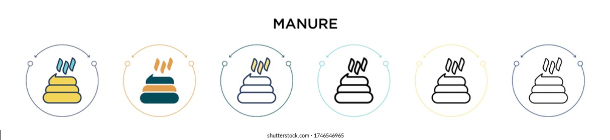Manure icon in filled, thin line, outline and stroke style. Vector illustration of two colored and black manure vector icons designs can be used for mobile, ui, web