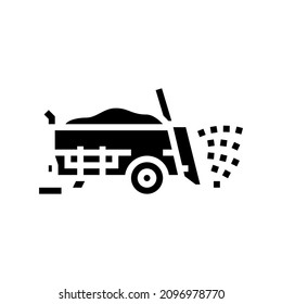 Dungstreuer-Farm-Maschine glyph Symbol Vektorgrafik. Dungstreuer-Maschinenschild isoliertes Kontursymbol