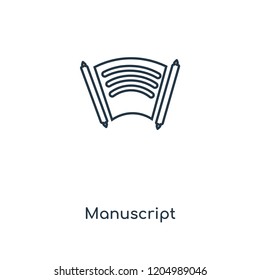 Manuscript concept line icon. Linear Manuscript concept outline symbol design. This simple element illustration can be used for web and mobile UI/UX.