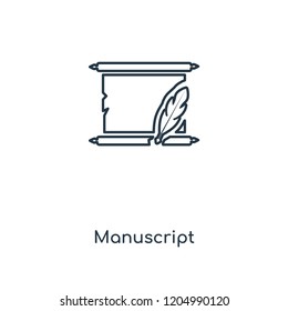 Manuscript concept line icon. Linear Manuscript concept outline symbol design. This simple element illustration can be used for web and mobile UI/UX.