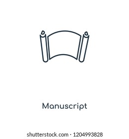 Manuscript concept line icon. Linear Manuscript concept outline symbol design. This simple element illustration can be used for web and mobile UI/UX.