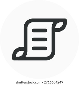 Icono de manuscrito, línea de diseño de Vector de símbolos de documentos antiguos. Grande para el App móvil, el Diseño web, el etc.