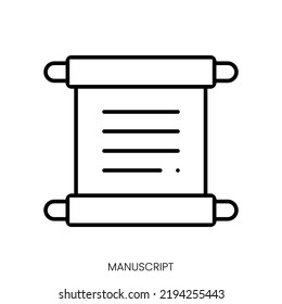 Manuscript Icon. Linear Style Sign Isolated On White Background. Vector Illustration