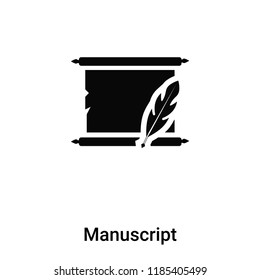 Manuscript icon vector isolated on white background, logo concept of Manuscript sign on transparent background, filled black symbol