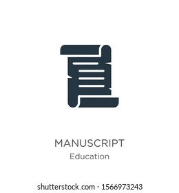 Manuscript icon vector. Trendy flat manuscript icon from education collection isolated on white background. Vector illustration can be used for web and mobile graphic design, logo, eps10