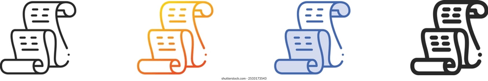 manuscript icon.Thin Linear, Gradient, Blue Stroke and bold Style Design Isolated On White Background