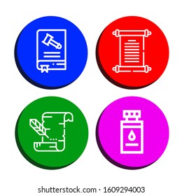 manuscript simple icons set. Contains such icons as Constitution, Papyrus, Parchment, Ink bottle, can be used for web, mobile and logo