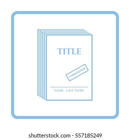Manuscript under review icon. Blue frame design. Vector illustration.