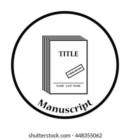 Manuscript under review icon. Thin circle design. Vector illustration.