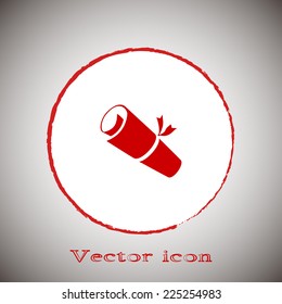 manuscript vector icon Red round button on a gray background