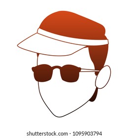 Manwith sunglasses face cartoon red lines