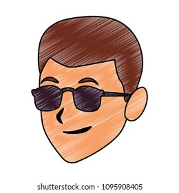 Manwith sunglasses face cartoon scribble