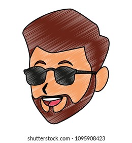 Manwith sunglasses face cartoon scribble
