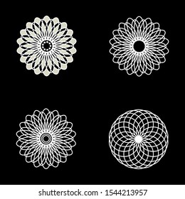many abstract flower made by averlapping lines vector design