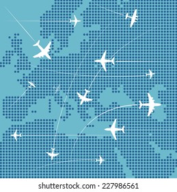 Viele Flugzeuge und die Erdkarte