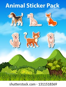 Many animal sticker pack illustration