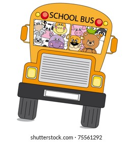Many animals are on the bus to school