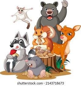 Many animals in the park illustration