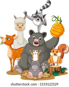Many animals in the park illustration