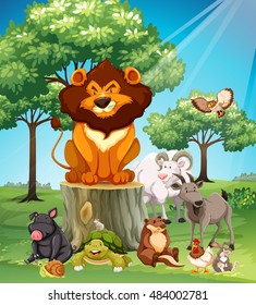 Many animals in the safari illustration