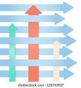Many arrows - abstract infographics of progress