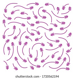 Many arrows of different curvatures are scattered around the background