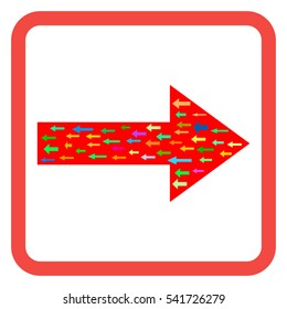 Many arrows inside the big arrow directed in  opposite direction