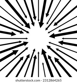 Many arrows pointing to the center, vector illustration