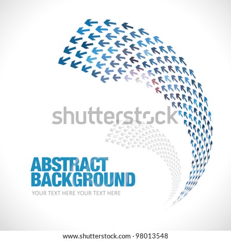 Many arrows unite in one direction over white background