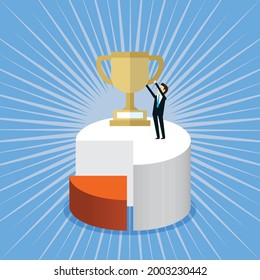 Many awards and business share of working people, Vector illustration design concept in flat style