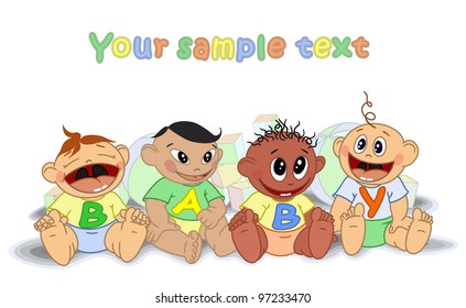 Muchos bebés. Ilustración vectorial. Eps 8.