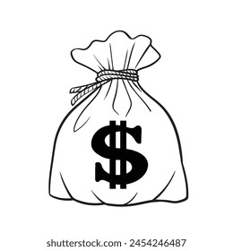 many bag dollar ,vector bag with dollar money symbol, financial money savings sign, wealth concept