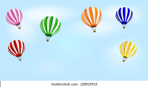 many balloons in blue sky,vector illustration