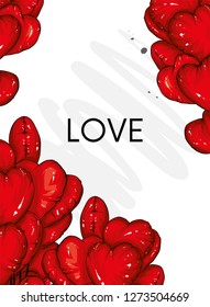 Many balloons in the shape of a heart. Vector illustration. St. Valentine's Day. - Vector. - Vector