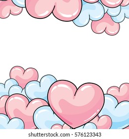 Many balloons in the shape of a heart. Vector illustration. St. Valentine's Day.