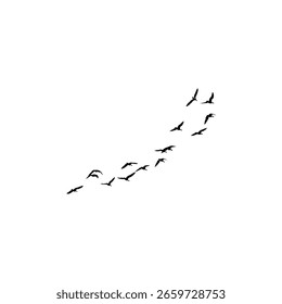 Many Birds are flying in the sky.isolated vector illustration icons. 