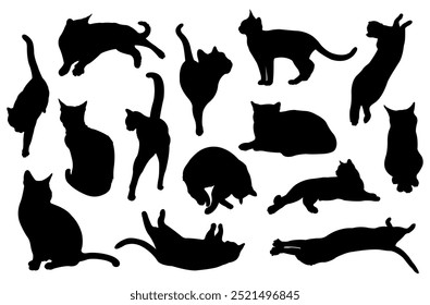 Many black cats icons templates.