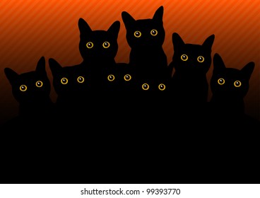 Too Many Black Cats On The Red Background