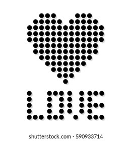 many of black dots forming a love shape with shadow effect