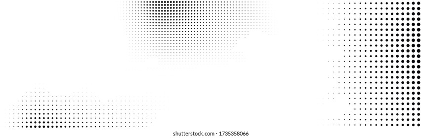 Many black dots on a white background panorama