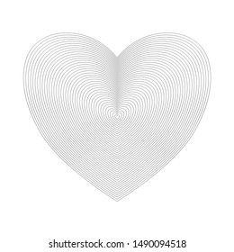 Many black hearts in each other, leaving at a distance equal to the thickness of all lines.
