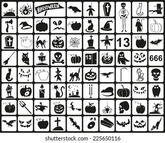 many black icons on a theme halloween