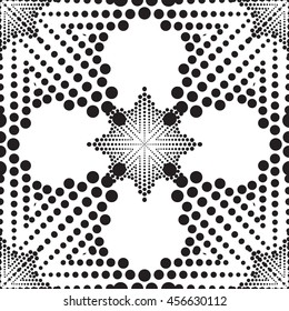 Many black and white circles of different sizes. Abstract seamless pattern. Decorative background with mosaic