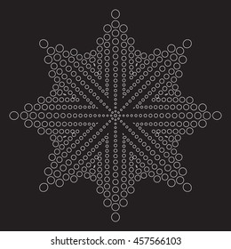 Many black and white circles of different sizes. Abstract circular pattern