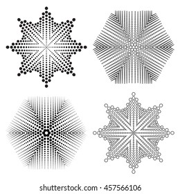 Many black and white circles of different sizes. Abstract circular pattern set