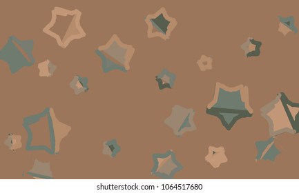Many Blue, Brown and Yellow Stars of Different Size