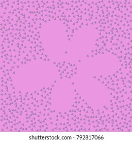 Many Blue Confetti in the Form of Triangles Making Big Flower on Violet Background