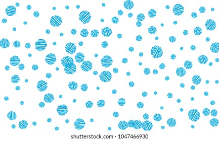 Many Blue Embroidered Circles of Different Size on White Background